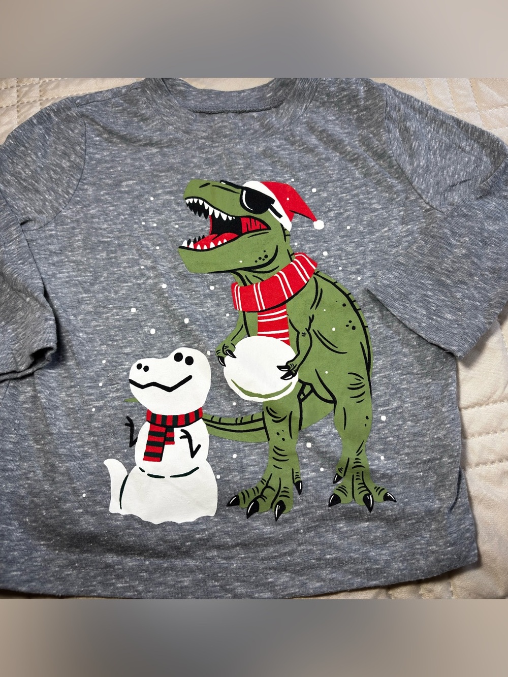 jumping beans 12M Grey T-Rex Holiday Tee